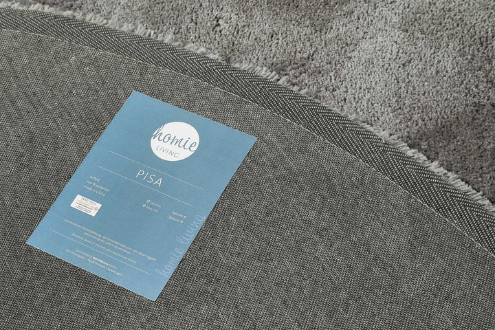 Pisa Teppich taupe grau Hochflor rund
