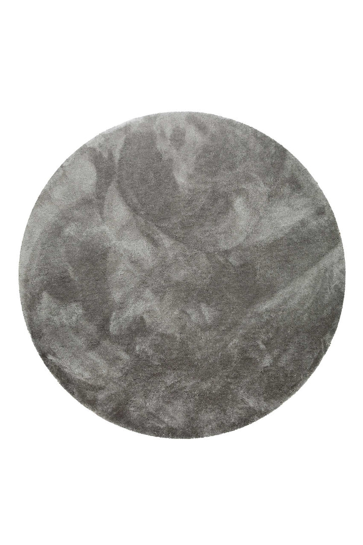 Pisa Teppich taupe grau Hochflor rund