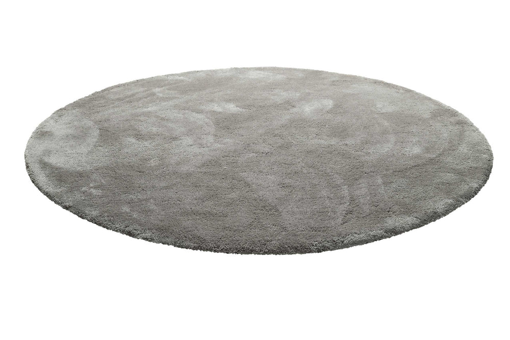 Pisa Teppich taupe grau Hochflor rund