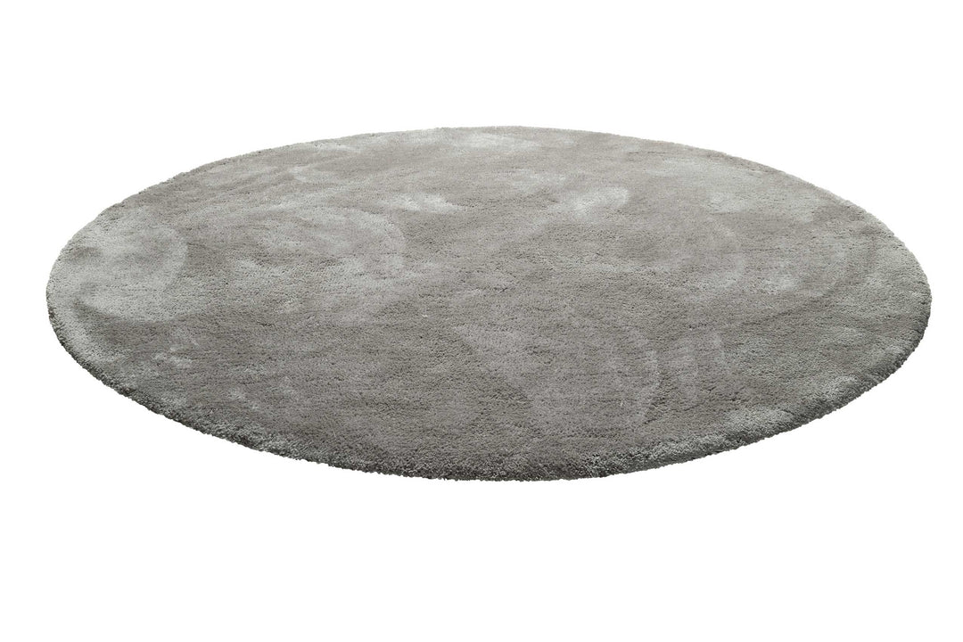 Pisa Teppich taupe grau Hochflor rund