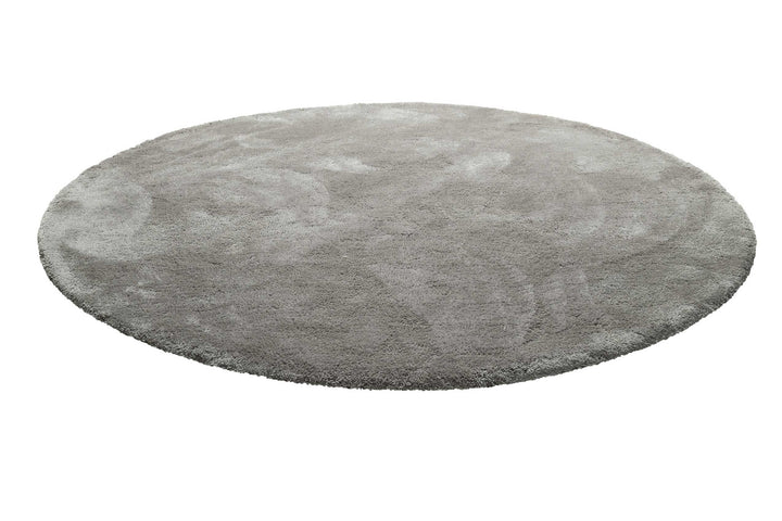 Pisa Teppich taupe grau Hochflor rund