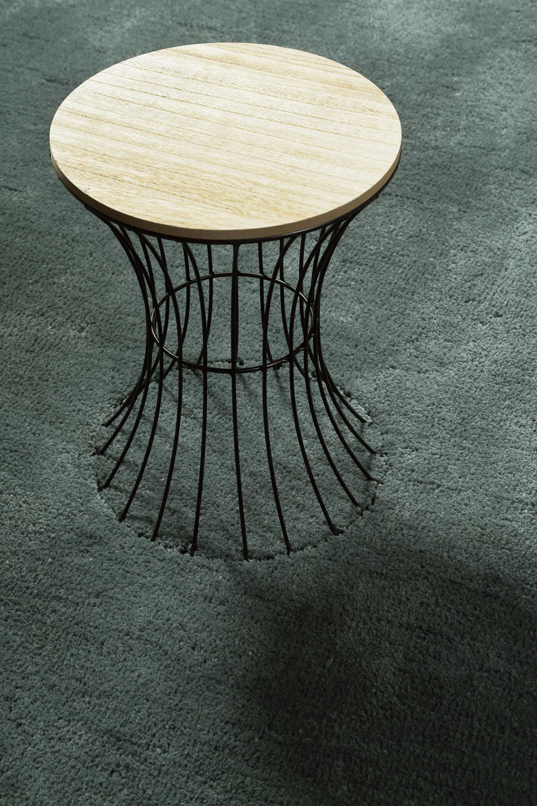 Pisa Teppich grau grün Hochflor rund