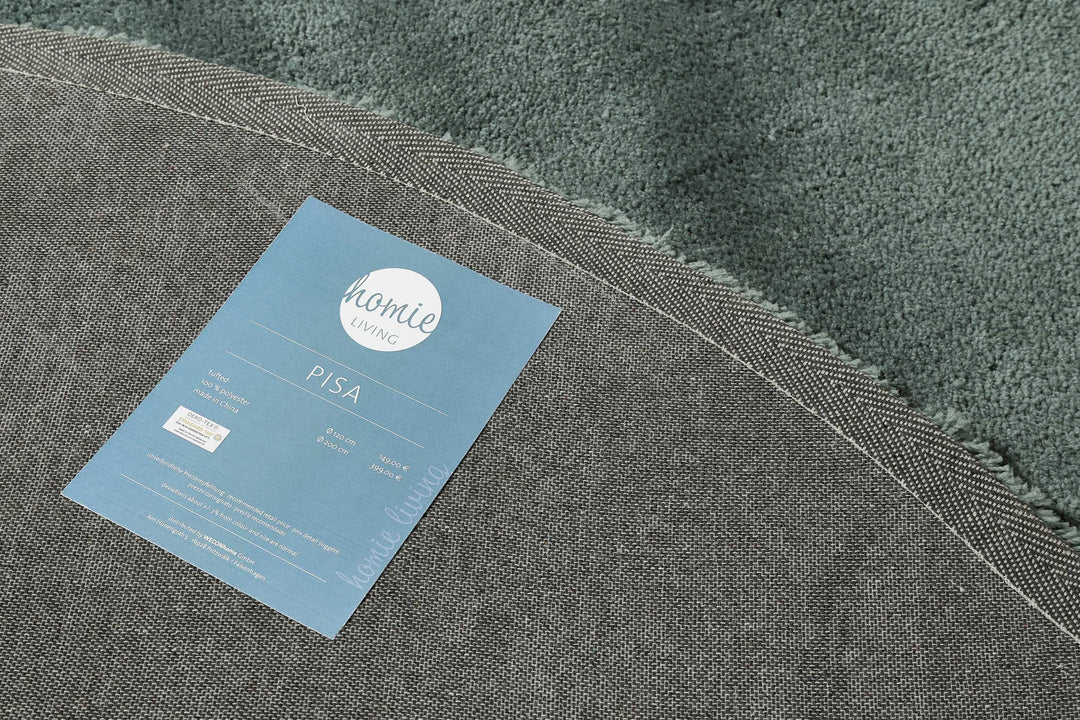 Pisa Teppich grau grün Hochflor rund