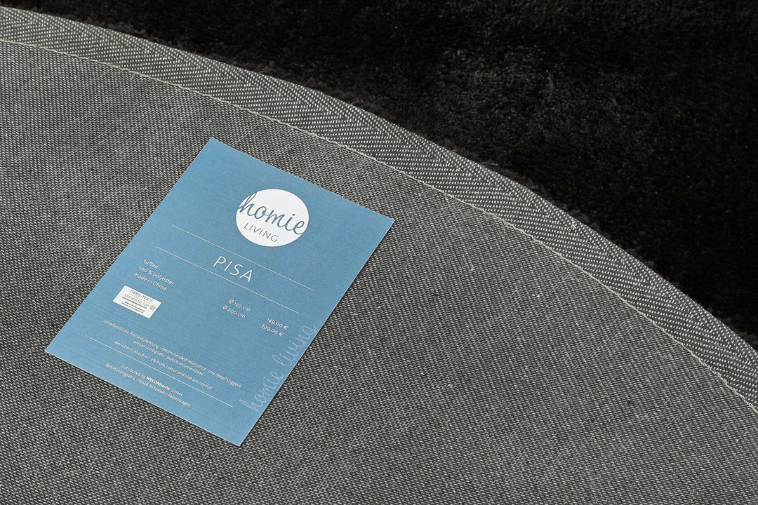 Pisa Teppich schwarz Hochflor rund