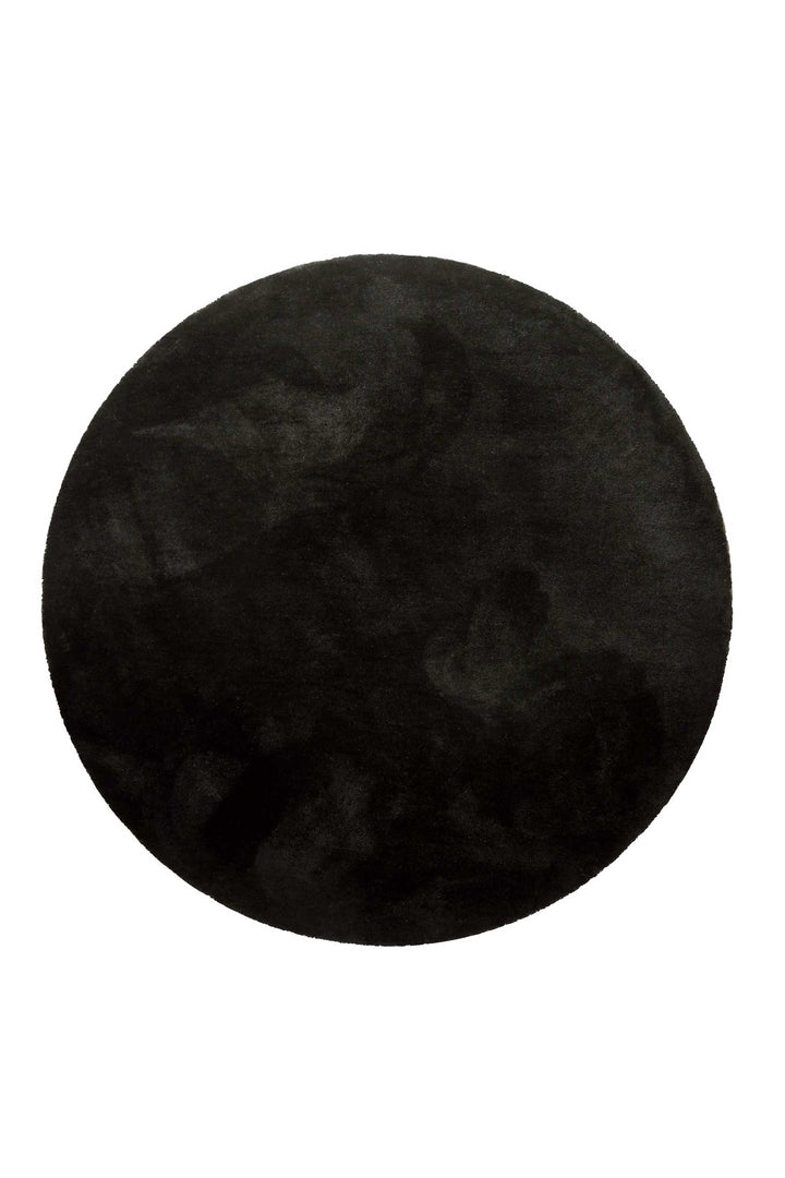 Pisa Teppich schwarz Hochflor rund