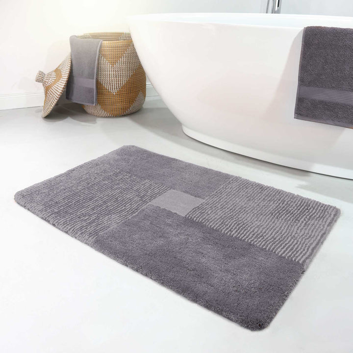 San Piero Badteppich grau Hochflor rechteckig