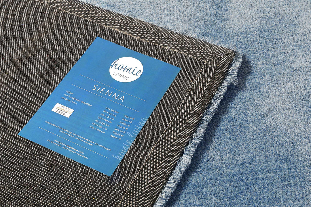 Sienna Teppich blau meliert Kurzflor rechteckig