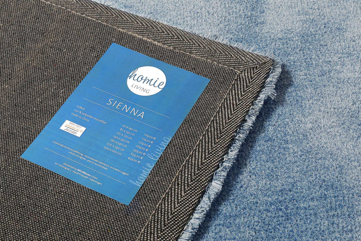 Sienna Teppich blau meliert Kurzflor rechteckig