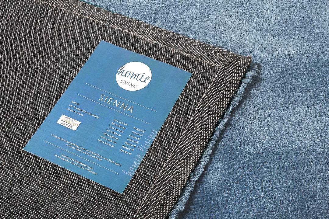 Sienna Teppich blau Kurzflor rechteckig