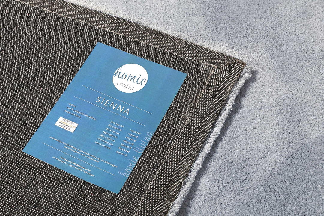 Sienna Teppich hellgrau blau Kurzflor rechteckig