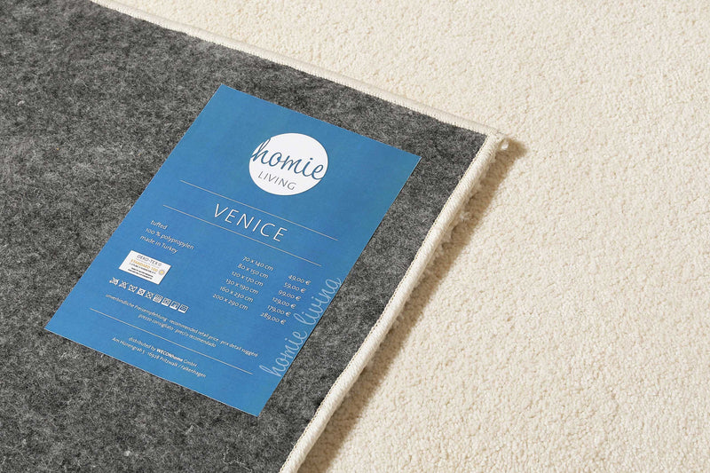 Teppich Beige Creme Kurzflor weich & soft » Venice « Homie Living – Outlet- Teppiche