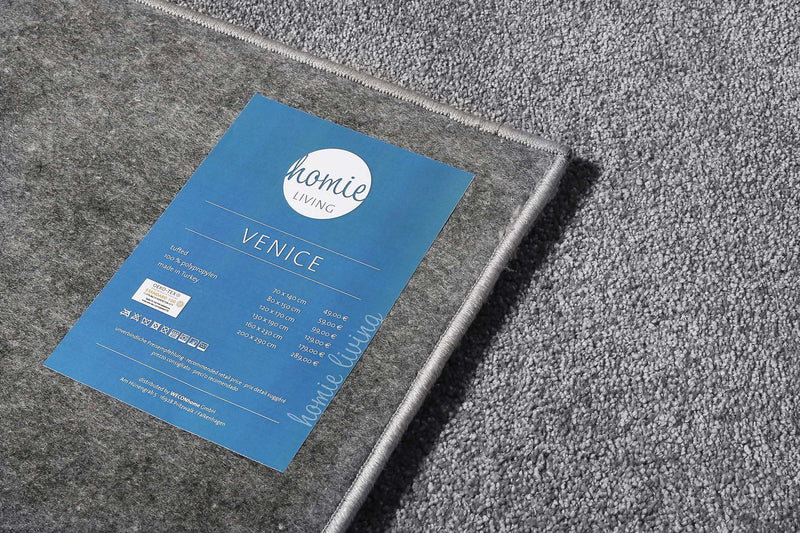 Teppich Grau Kurzflor weich & soft » Venice « Homie Living