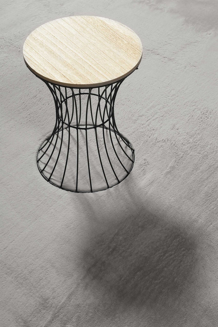 Villa Rosso Teppich hellgrau Kurzflor rund