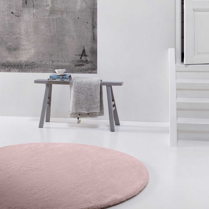 Vita Teppich rosa Hochflor rund