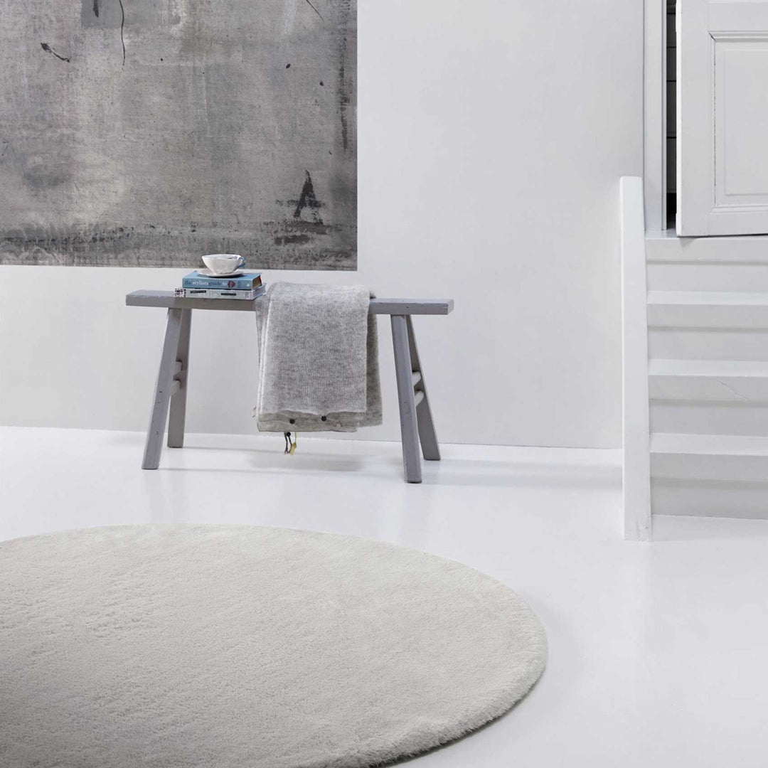 Vita Teppich hellgrau Hochflor rund
