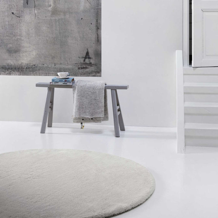 Vita Teppich hellgrau Hochflor rund