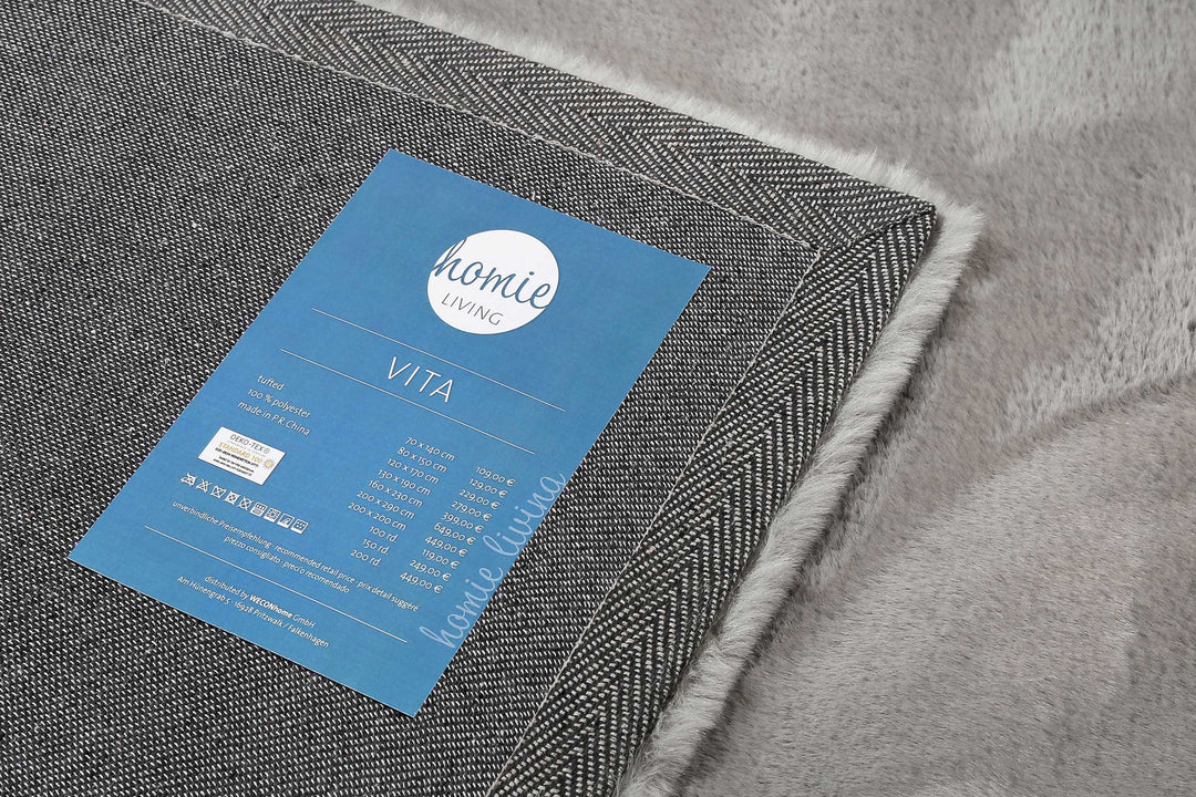 Vita Teppich grau Hochflor rechteckig