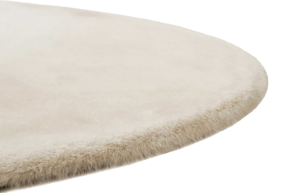 Vita Teppich creme beige Hochflor rund