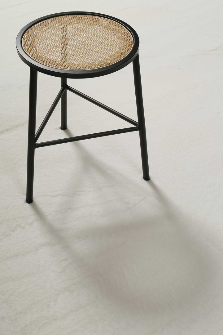 Vita Teppich beige weiß Hochflor rund