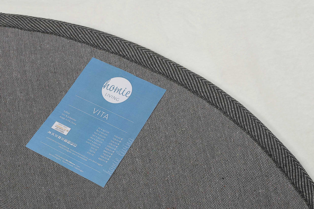 Vita Teppich beige weiß Hochflor rund