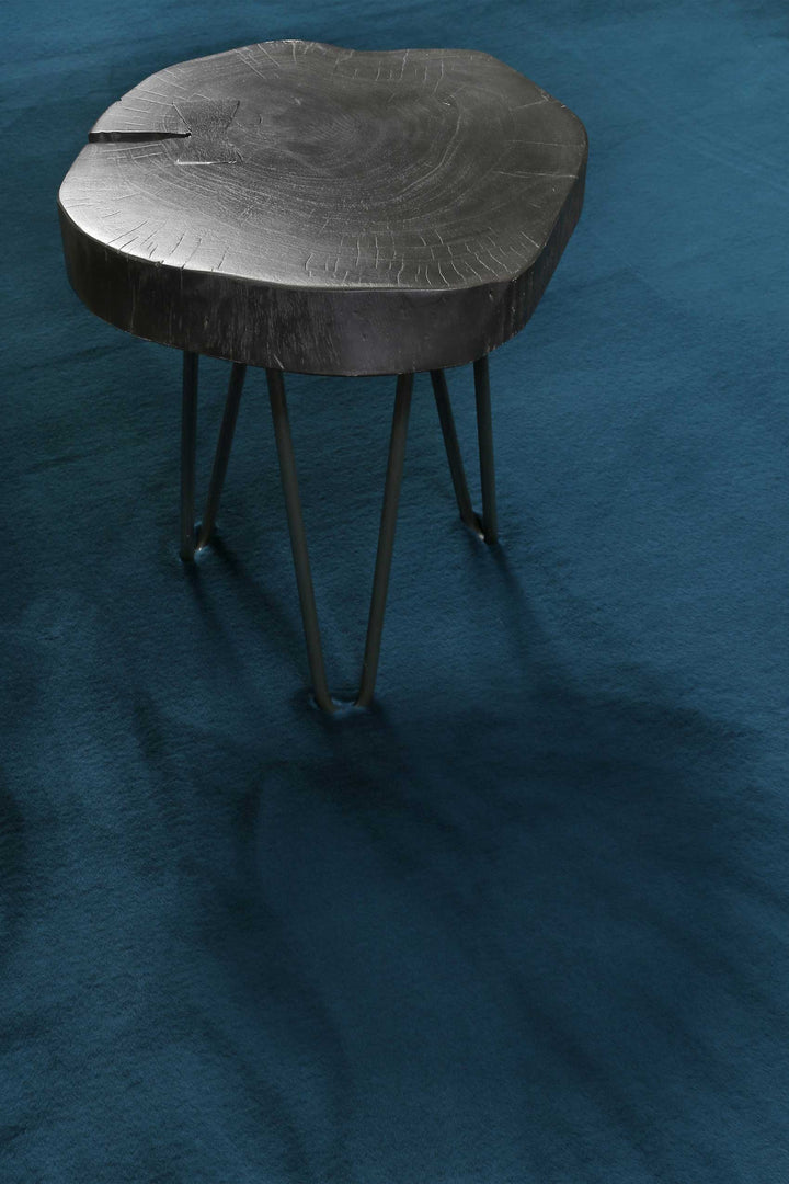 Vita Teppich petrol Hochflor rund