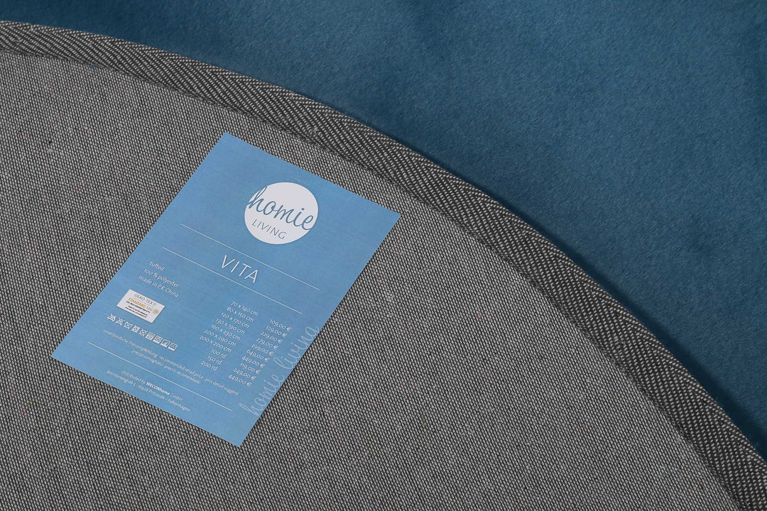 Vita Teppich petrol Hochflor rund