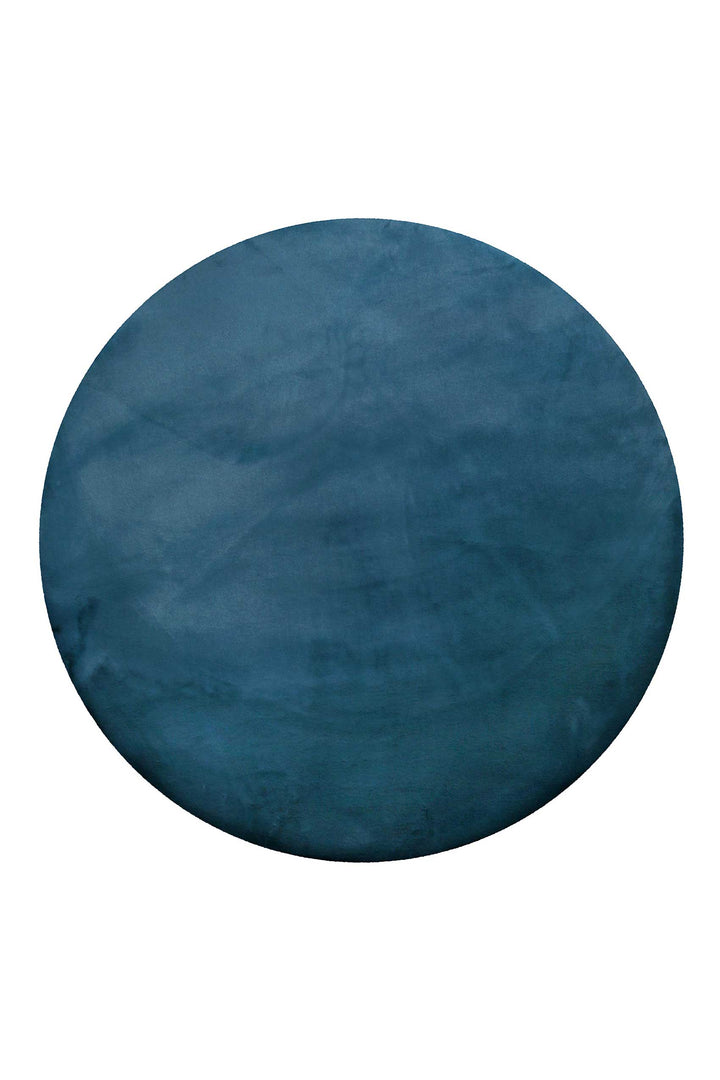 Vita Teppich petrol Hochflor rund