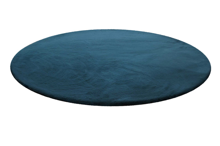 Vita Teppich petrol Hochflor rund