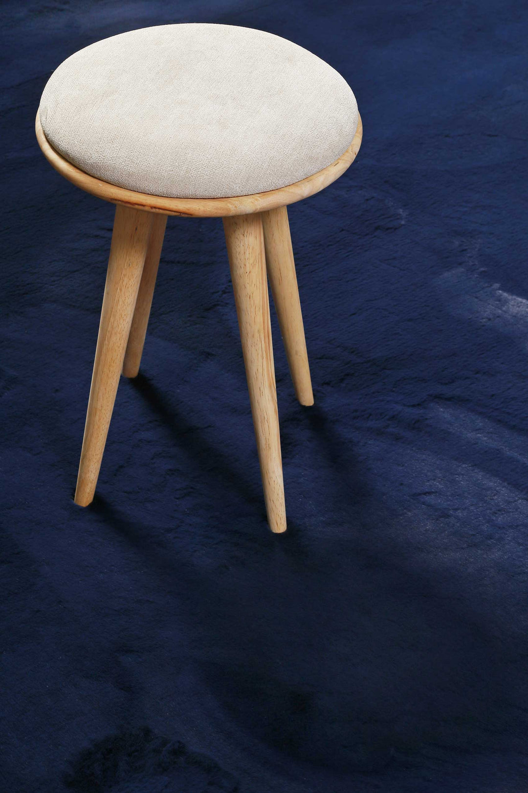 Vita Teppich dunkelblau Hochflor rund