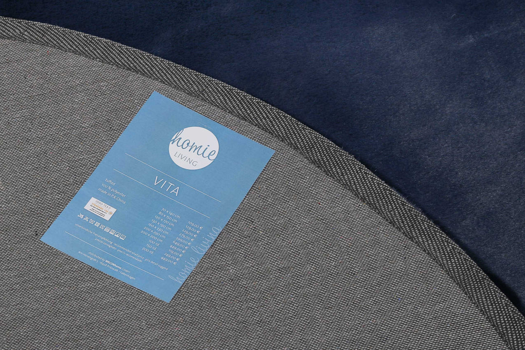 Vita Teppich dunkelblau Hochflor rund