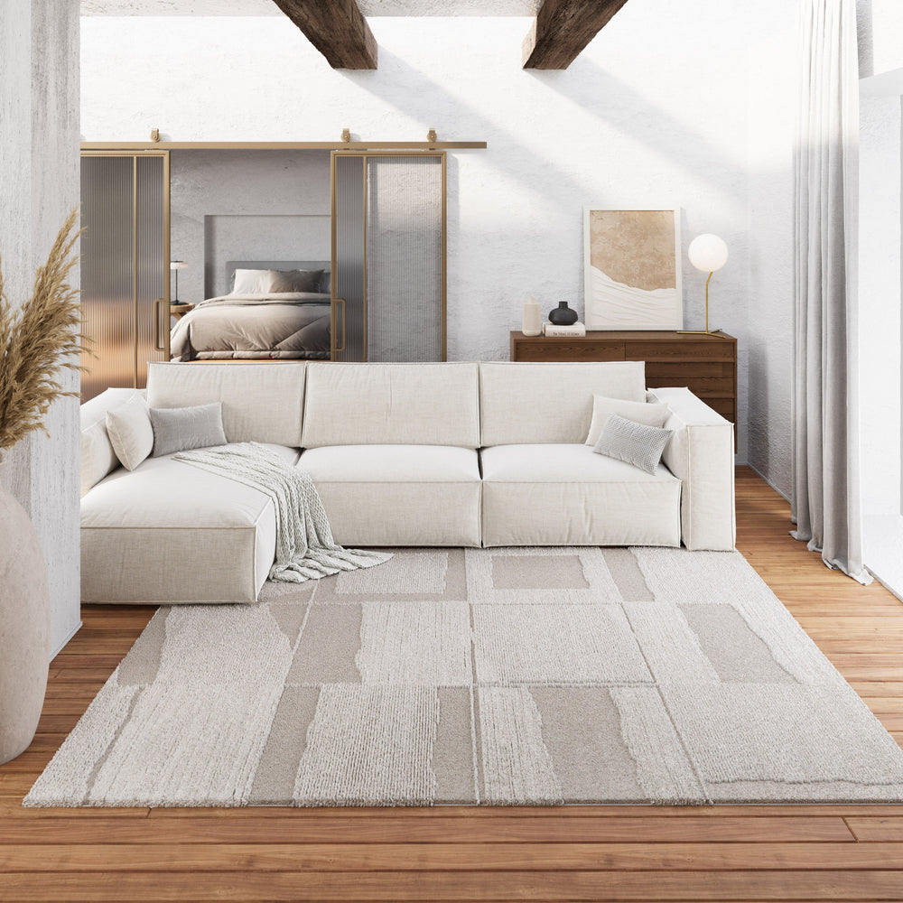Ingvar Teppich creme beige Kurzflor rechteckig
