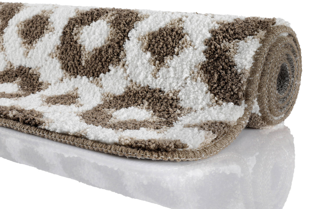 J&J Badteppich taupe beige  Kurzflor rechteckig