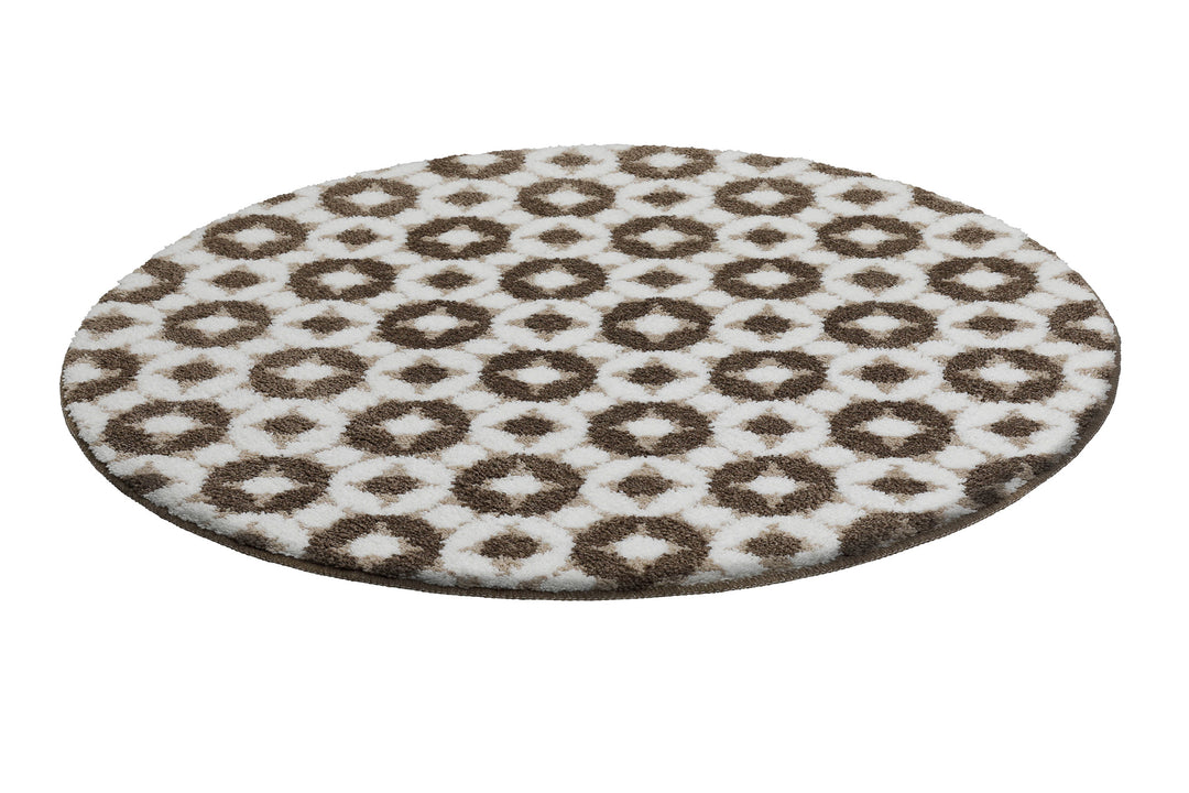 J&J Badteppich taupe beige  Kurzflor rund