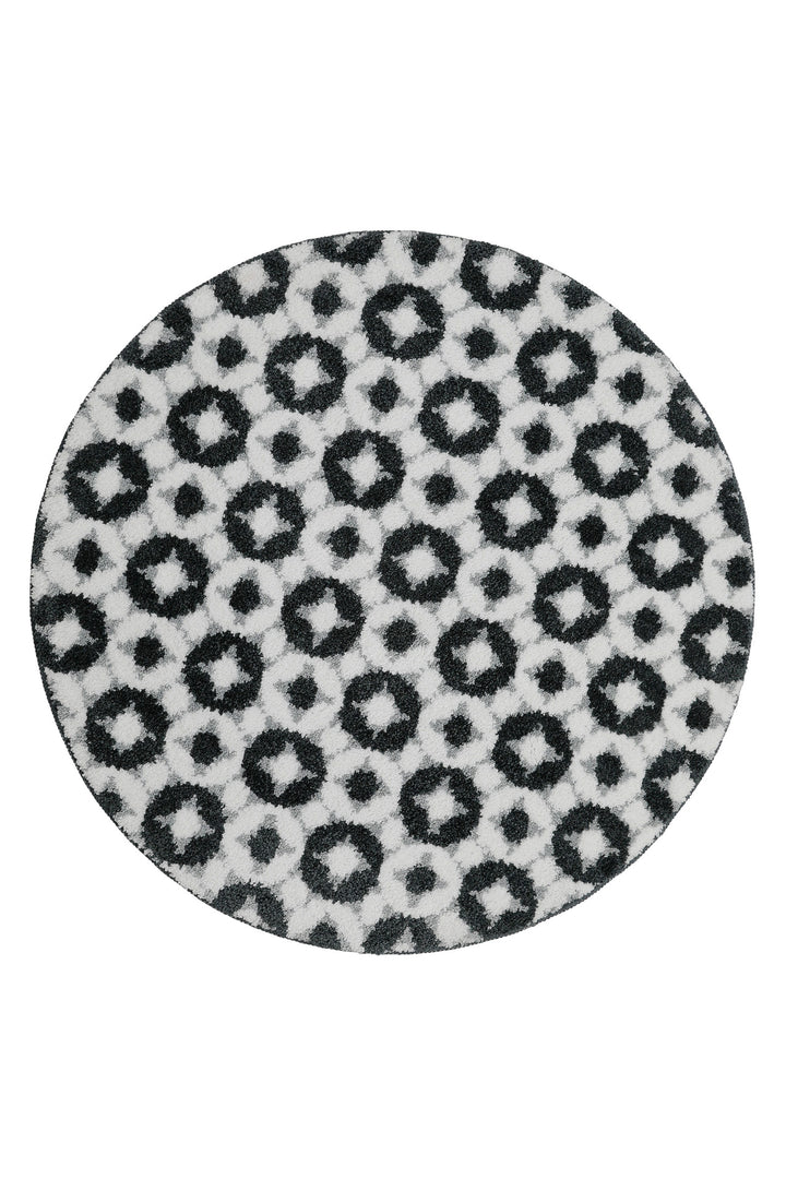 J&J Badteppich anthrazit grau Kurzflor rund