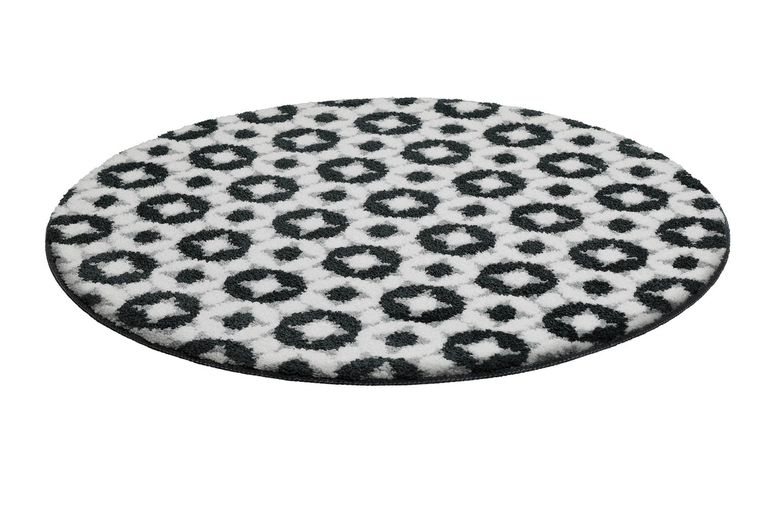 J&J Badteppich anthrazit grau Kurzflor rund