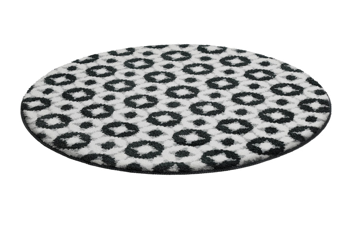 J&J Badteppich anthrazit grau Kurzflor rund