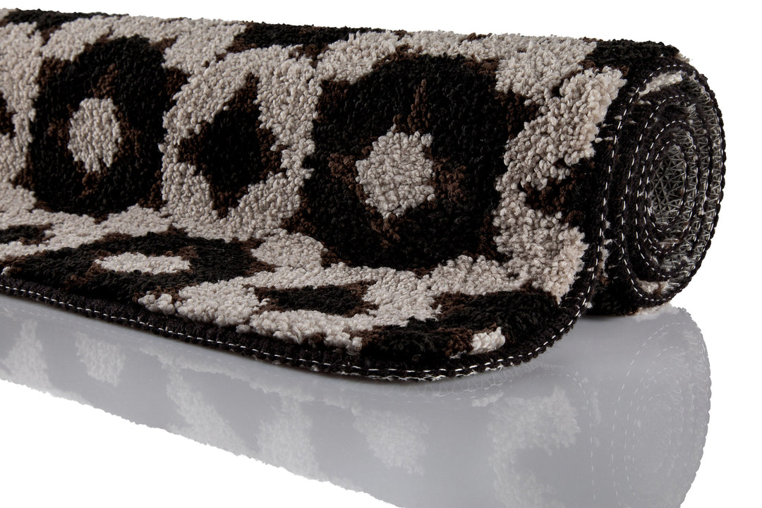 J&J Badteppich schwarz braun Kurzflor rechteckig