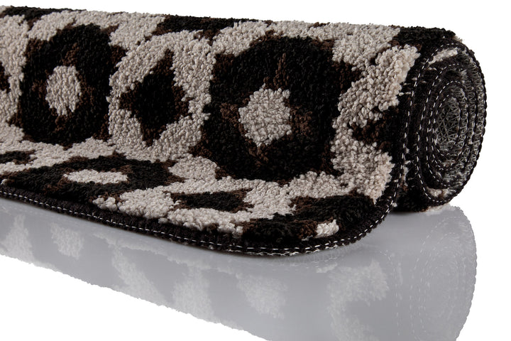 J&J Badteppich schwarz braun Kurzflor rechteckig