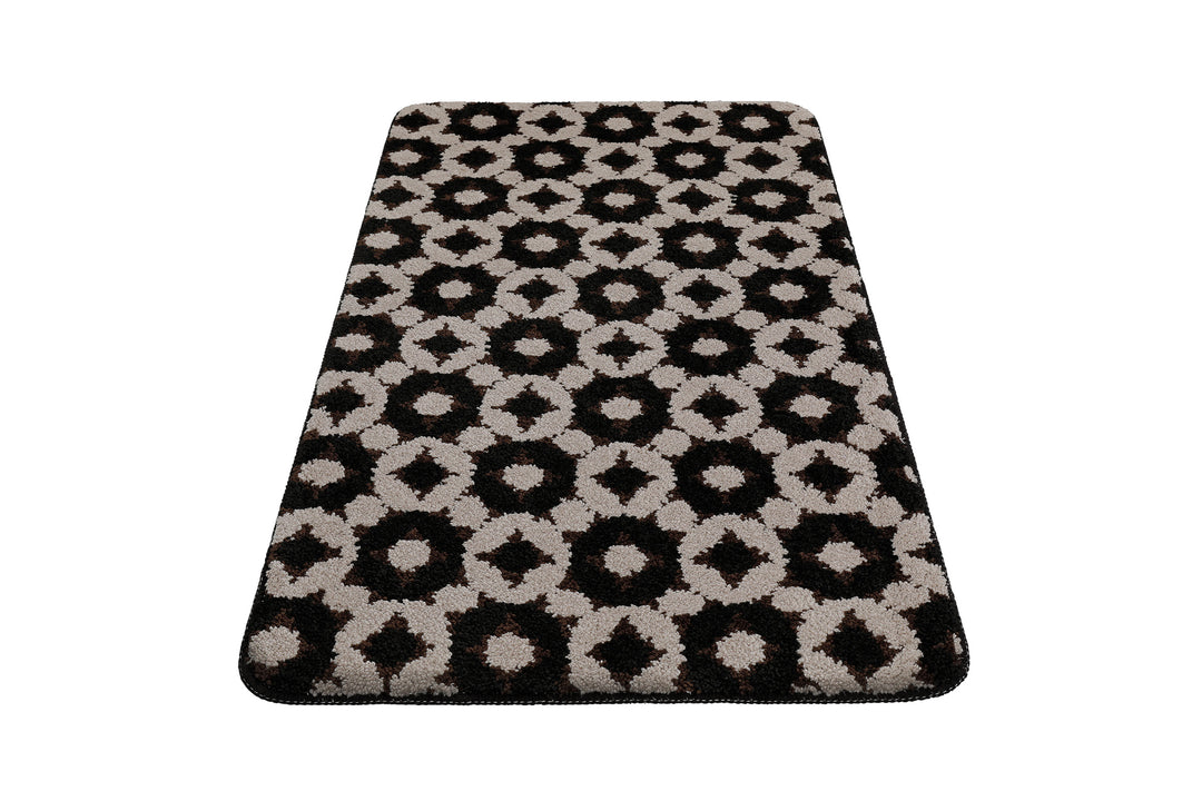 J&J Badteppich schwarz braun Kurzflor rechteckig