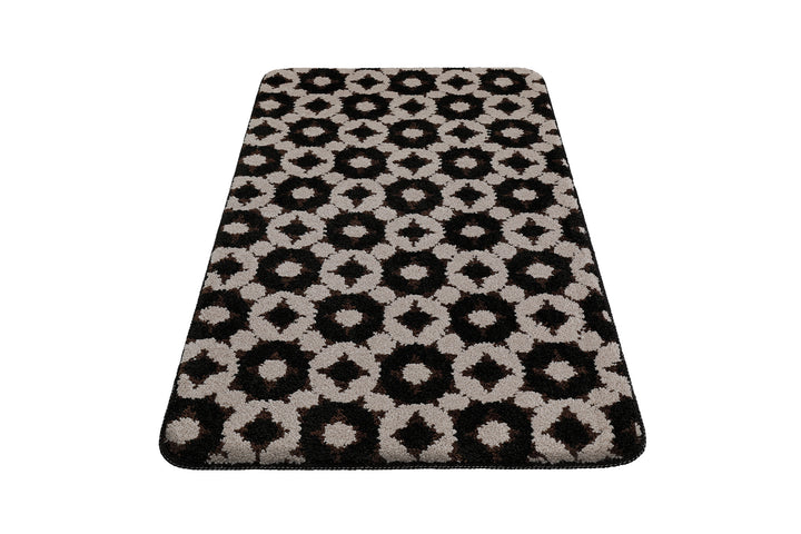 J&J Badteppich schwarz braun Kurzflor rechteckig