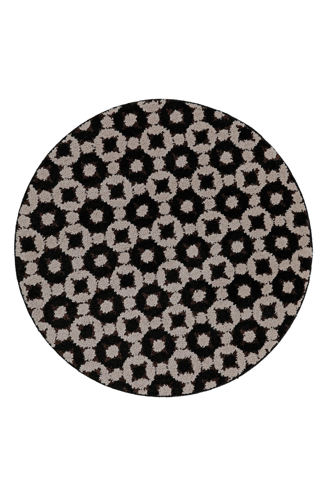 J&J Badteppich schwarz braun Kurzflor rund