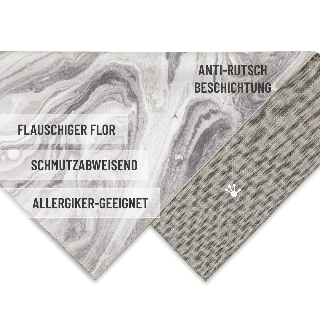 Jani Badteppich greige Kurzflor rechteckig