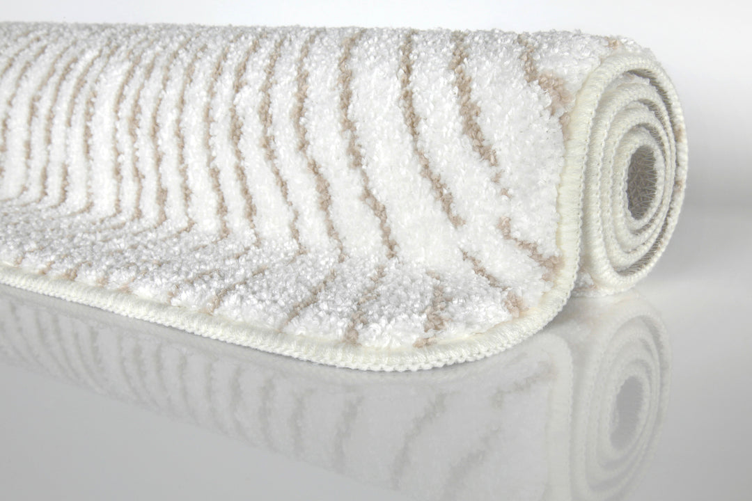 Jasbeer Badteppich weiß beige Kurzflor rechteckig
