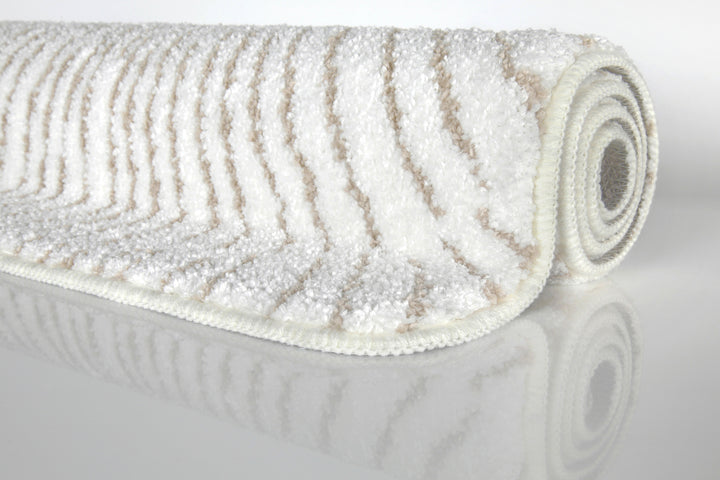 Jasbeer Badteppich weiß beige Kurzflor rechteckig