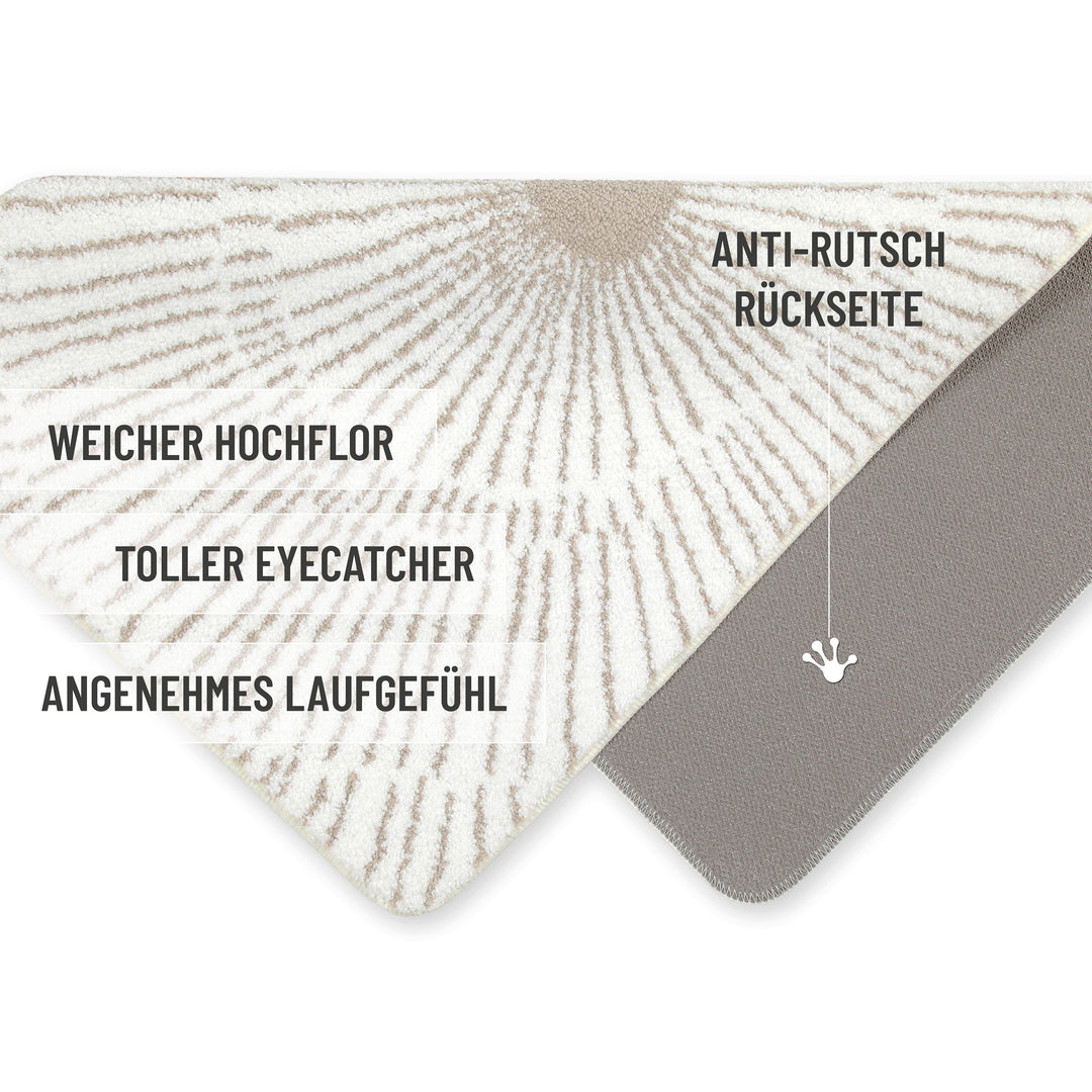 Jasbeer Badteppich weiß beige Kurzflor rechteckig