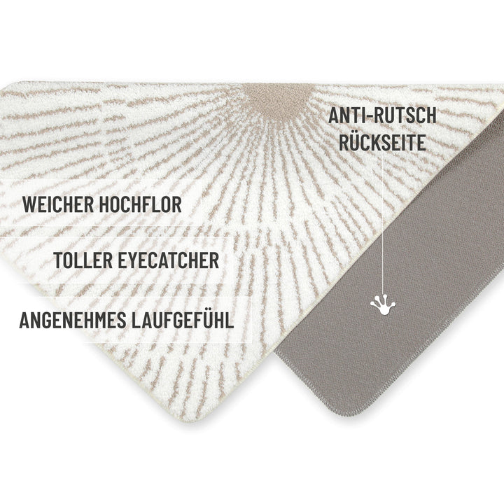 Jasbeer Badteppich weiß beige Kurzflor rechteckig