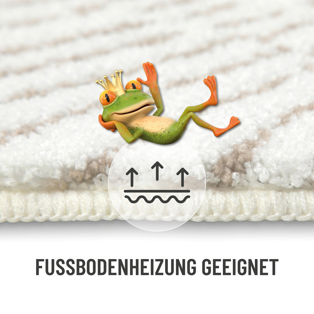 Jasbeer Badteppich weiß beige Kurzflor rechteckig