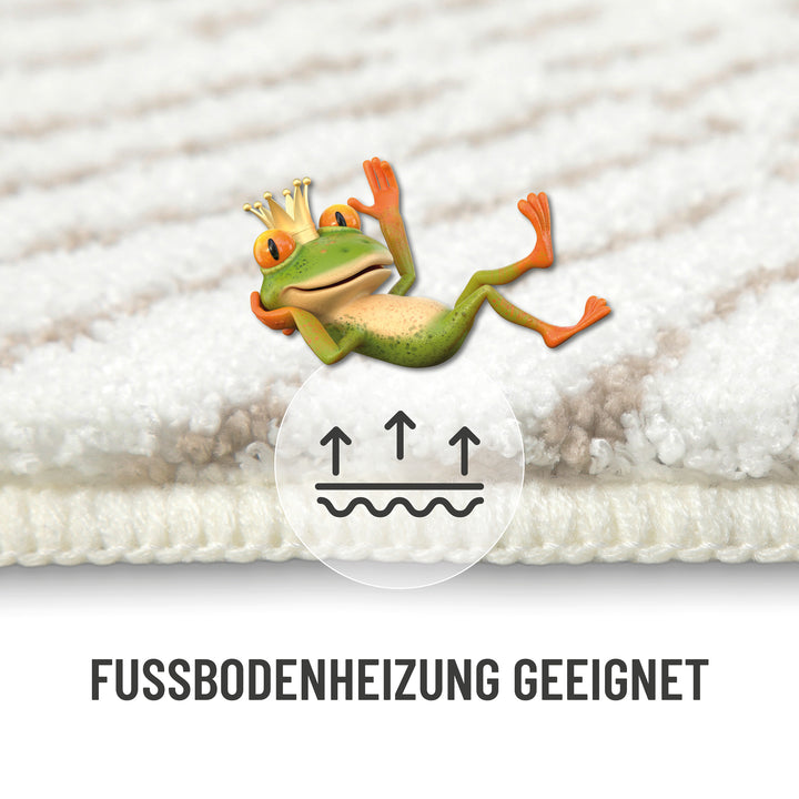 Jasbeer Badteppich weiß beige Kurzflor rechteckig