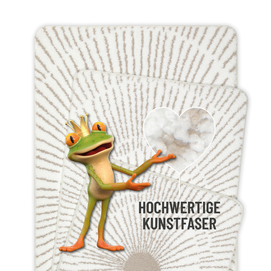 Jasbeer Badteppich weiß beige Kurzflor rechteckig