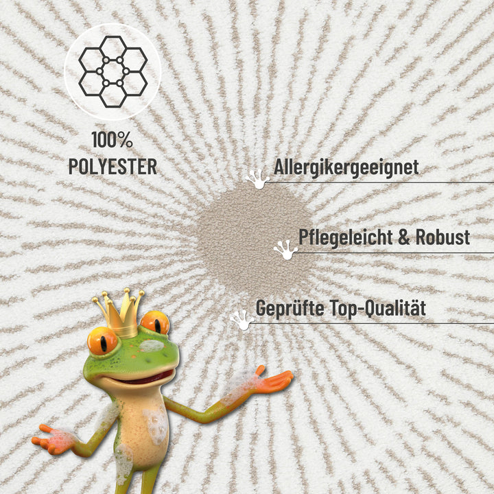 Jasbeer Badteppich weiß beige Kurzflor rechteckig